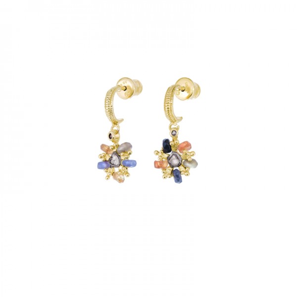 Marie Laure Chamorel auksuoto sidabro auskarai su deimantų plokštelėmis 